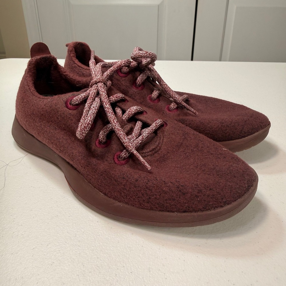 Allbirds Wool Runners Burgundy Maroon Merino Wool Sustainable Sneakers Womens 8